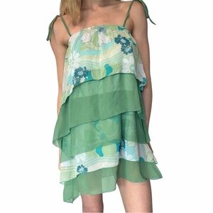 Korean fashion asymmetrical floral shift dress with bow straps